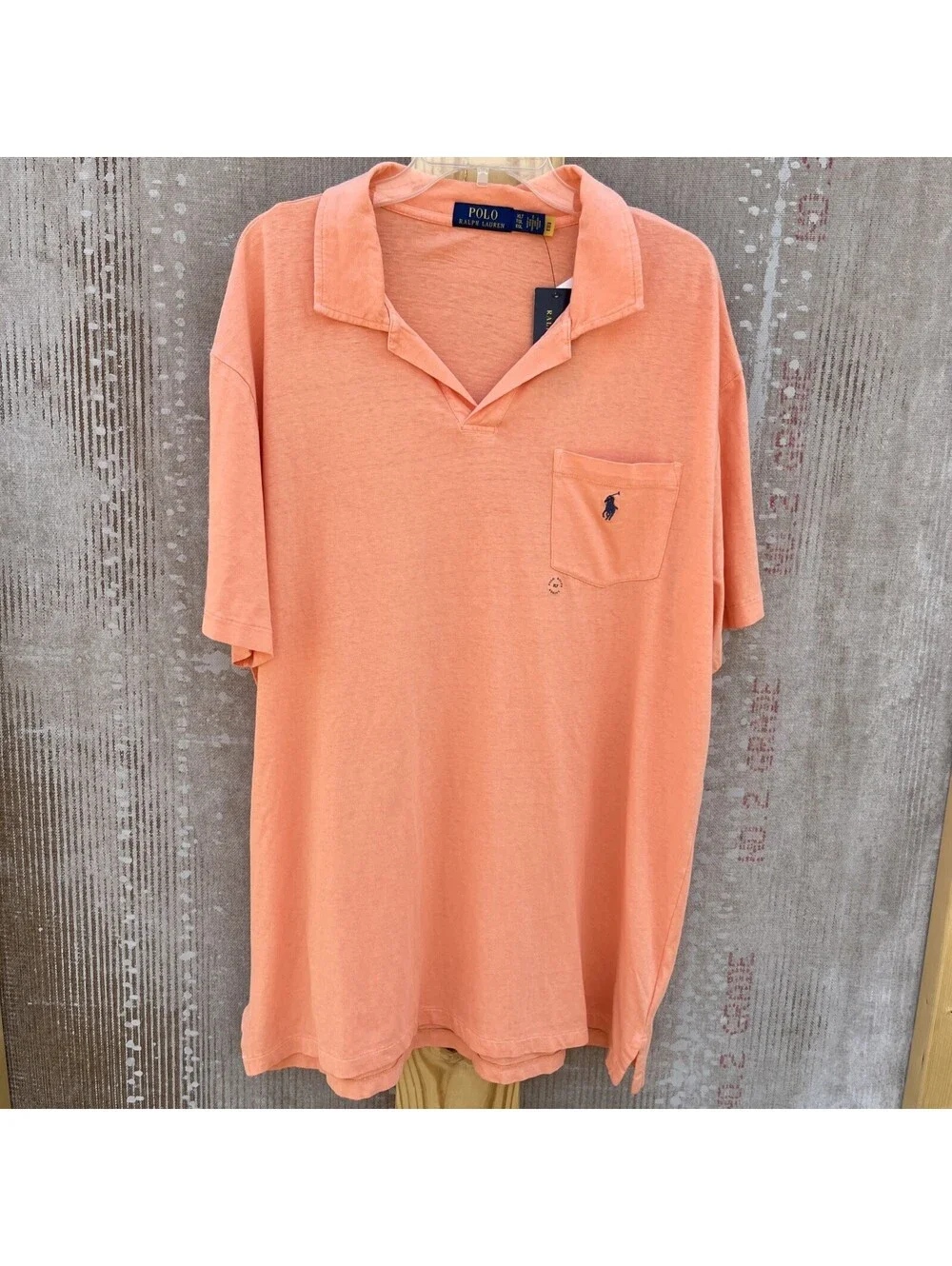 Ralph Lauren Mesh Polo Shirt Big Tall Mens Size XLT $138 MSRP Orange Pocket New